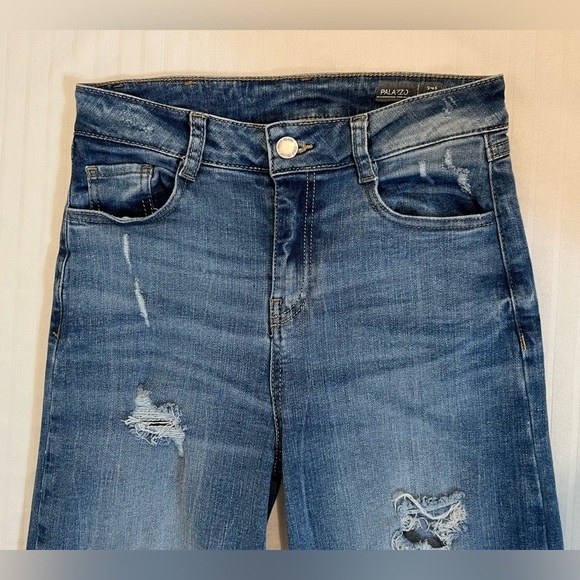 Koaj Palazzo Wide Leg High Rise Distressed Denim Jeans Size 6 - Picture 6 of 14